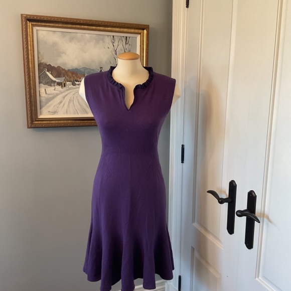 COPY - $395 Elie Tahari purple cashmere sleeveless dress size medium - Picture 2 of 5